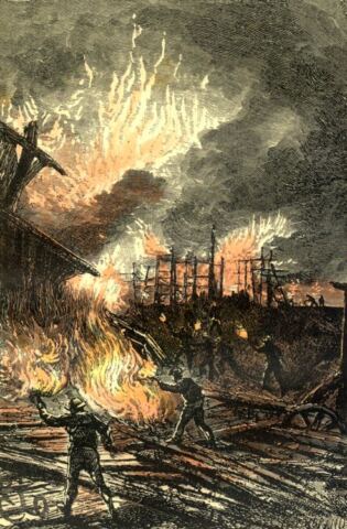 Burning the construction site