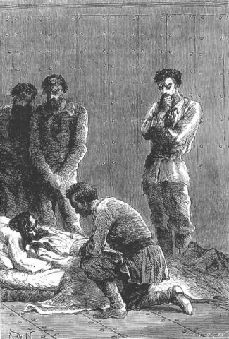 Examining the wounded sailor